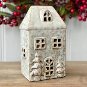 LED Ceramic Christmas House Decoration | Light Up Christmas Winter Cottage Ornament