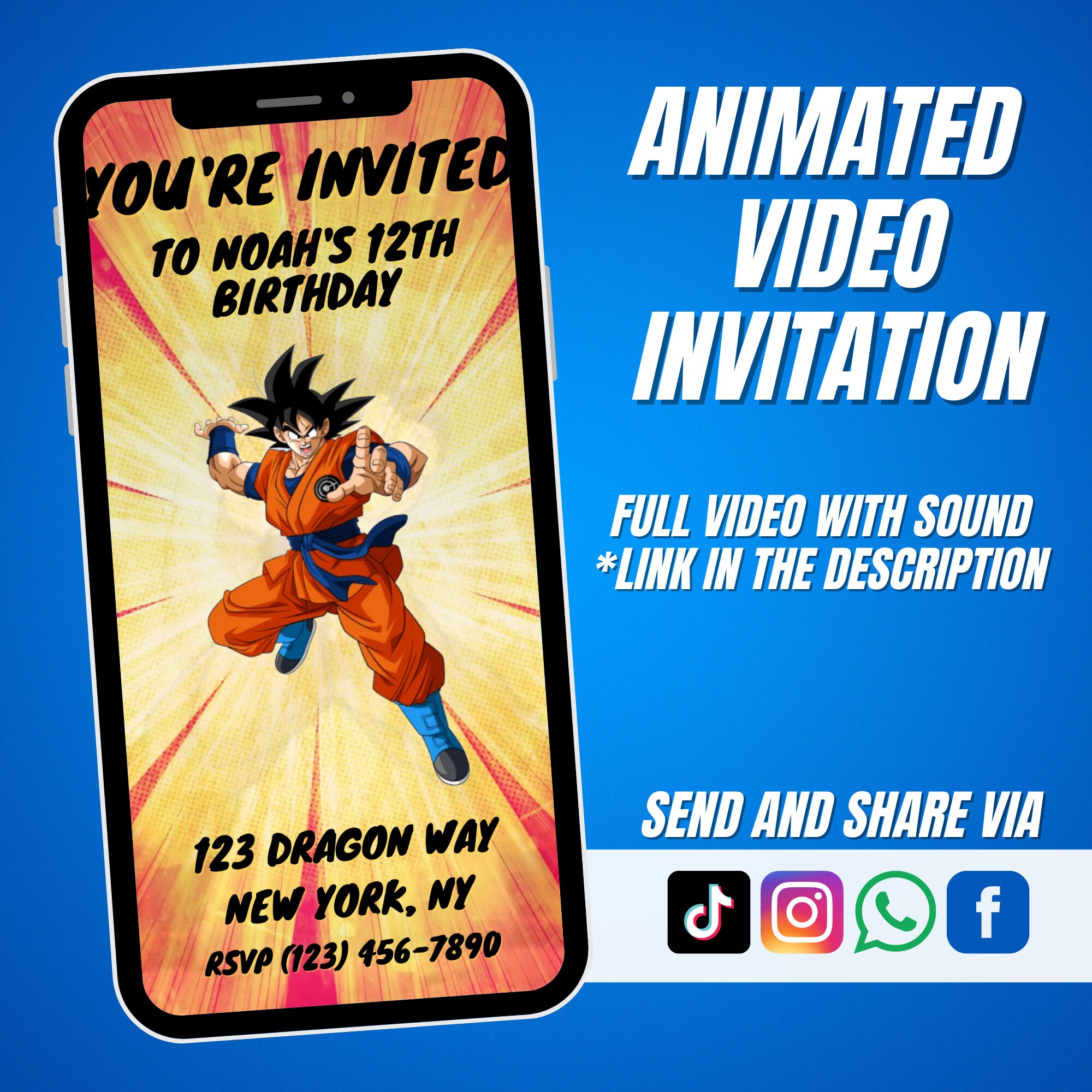 Dragon Ball Super Sayajin Birthday Invitation – Easy Inviting