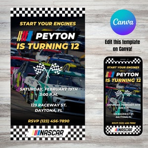 Nascar Birthday Invitation, NASCAR Invitation, Boy Birthday Invitation, Racing Nascar Birthday Invitation, Racing Boy Birthday, Template