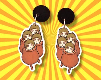 Gumnut Baby Earrings – Aussie Storybook Jewelry, australian inspired Gift, Whimsical Nature Accessory