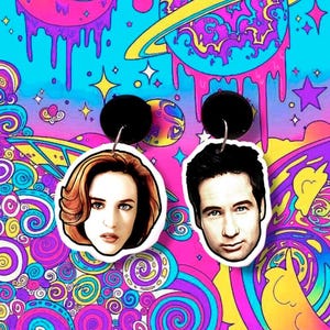 X-Files Mulder & Scully Earrings – Sci-Fi Fan Jewelry, UFO Gift, 90s TV Show Accessories, Handmade Geek Style