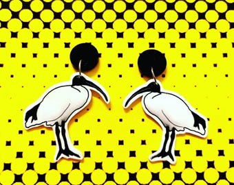 Bin Chicken Earrings – Funny Australian Bird Jewelry, Ibis Meme Gift, Quirky Statement Accessory