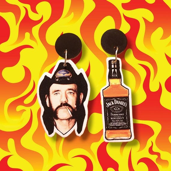 Pendientes Rocker Whiskey • Joyas de leyenda del rock • Regalo