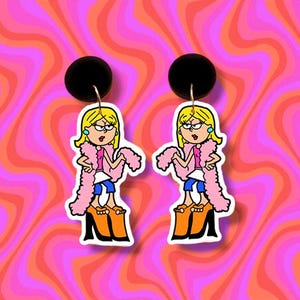 Earrings Y2K Cartoon Girl • 2000s Nostalgia Dangle Accessories, Lightweight PVC