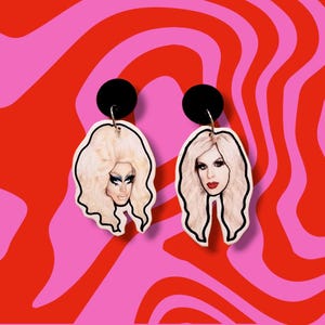 Trixie & Katya Earrings – Drag Queen Jewelry, Comedy Duo Accessory, Handmade Pop Culture Gift for Fans