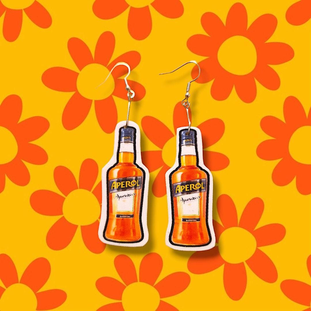 Orecchini APEROL SPRITZ / Cocktail Statement in argilla