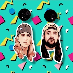 JAY & BOB Cult Comedy Duo Earrings – 90s Movie Jewelry, Stoner Buddy Gift, Kevin Smith-Inspired Statement Accessory