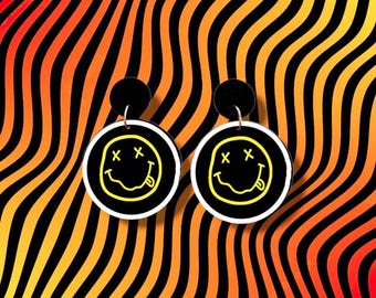 90s Rock Band Smile Logo Earrings – Alt Fashion, Grunge Jewelry