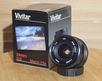 Boxed Vivitar 24mm f2.8 MC Wide Angle Lens, Canon FD Fit