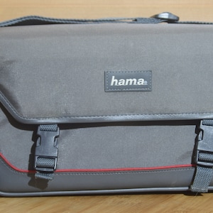 Vintage Hama grå vadderad mellanstor kameraväska med rem