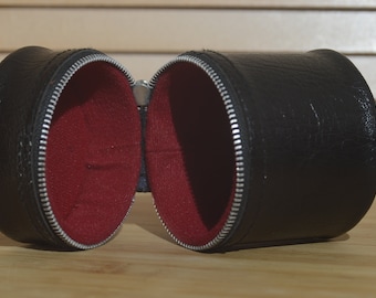 Estuche rígido de cuero para lentes - Protector de lentes vintage