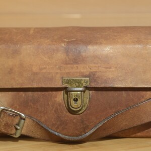 Gorgeous Vintage Brown Leather Camera bag. With beautiful pale blue interior.