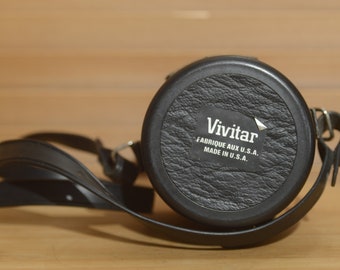 Estojo rígido de couro para lentes Vivitar, acessório vintage para câmeras.