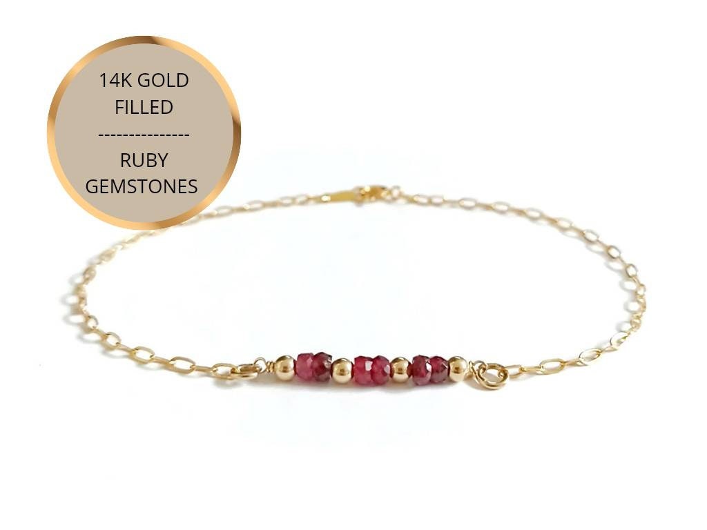 14k Yellow Gold Ruby Gemstone Diamond by the Yard Bracelet – Maurice's  Jewelers