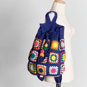 Granny square bag,Crochet schooll bag, Navy bag, Hobo bag, Boho bag, Hippie bag, Afgan crochet