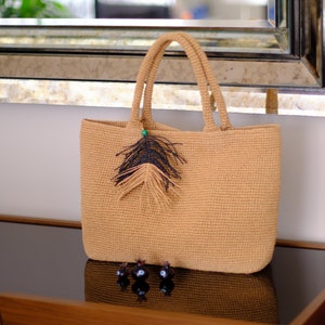 sac élégant et élégant, sac décontracté élégant, raphia de fil de papier de corde naturelle de style vintage, fait à la main, sac au crochet