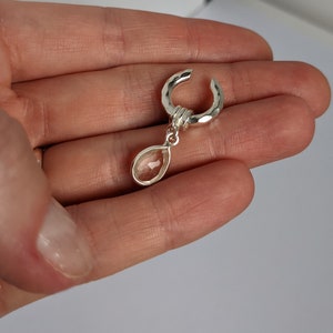 Orecchini a polsino spessi sfaccettati in argento Sterling 925, orecchini a polsino pendenti con strass, senza piercing, orecchini a polsino a conchiglia non forati, piercing finti