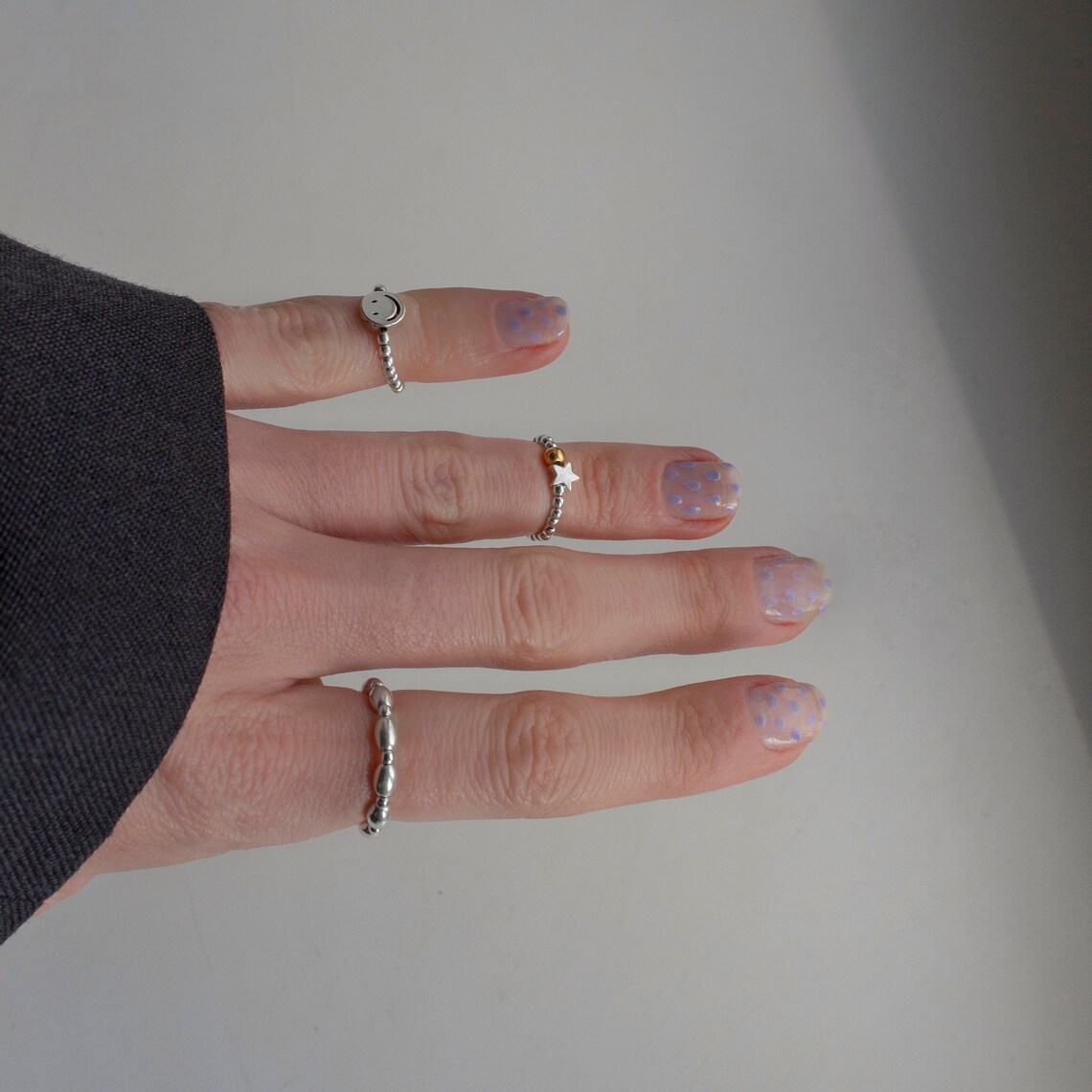 Cute Y2k Tiny Star Ring, Stretch Ring, Sterling Silver 925 Ring