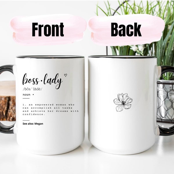 Boss lady noun, Personalized Boss Lady Definition Mug, Custom Name, Female Boss Gift, Coworker Gift, Small Business Owner Gift, New Job Gift