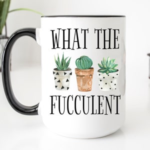 Succulent Plant Cactus Wine Gifts for Women- Set of 4 Funny Wine Glasses 15oz - Plant Lover Gift Mug - What The Fucculent- Crazy Plant Lady Glass