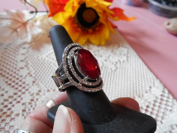 Beautiful Ring-Bling-Classy-Statement-Rockin Red … - image 5