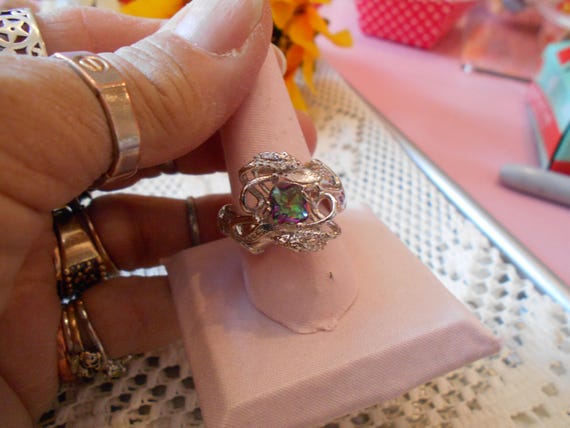Beautiful Ring-Bling-Classy-Statement-Mystic Fire… - image 4