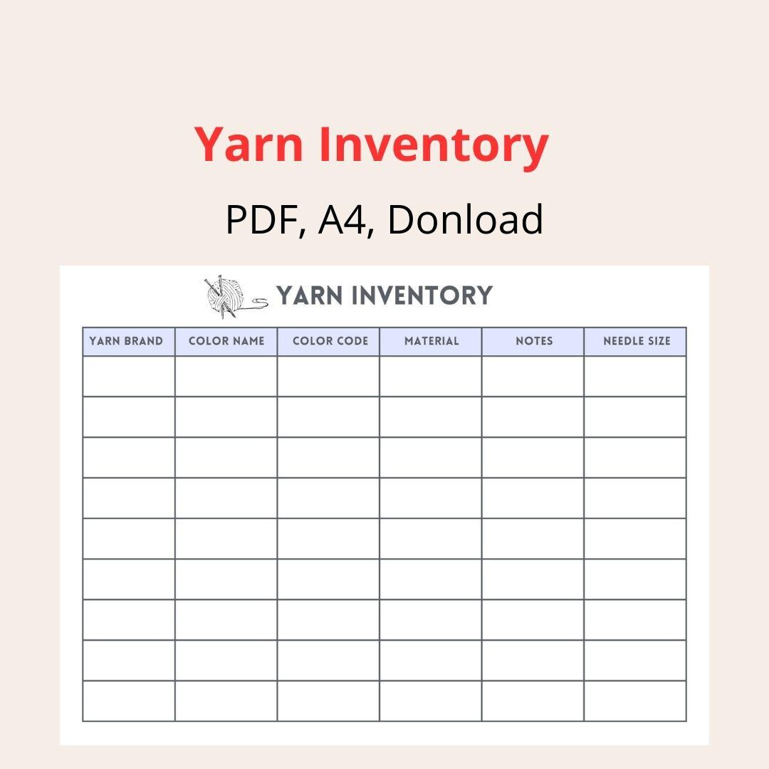 Yarn Inventory Yarn Inventory Planner: Yarn Stock Table (PDF Instant Download) - Etsy