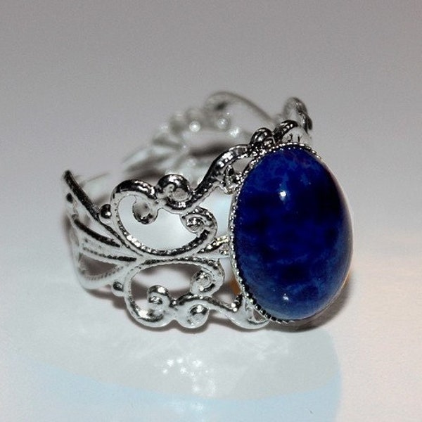 Katherine Pierce - Anillo de lapislázuli de protección Lapis Lazuli - Inspirado en diarios de vampiros