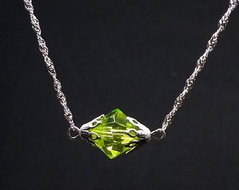 So much bad luck came out of it; there can only be good luck left." - acrylic kryptonite meteor rock STERLING silver necklace - Middle size