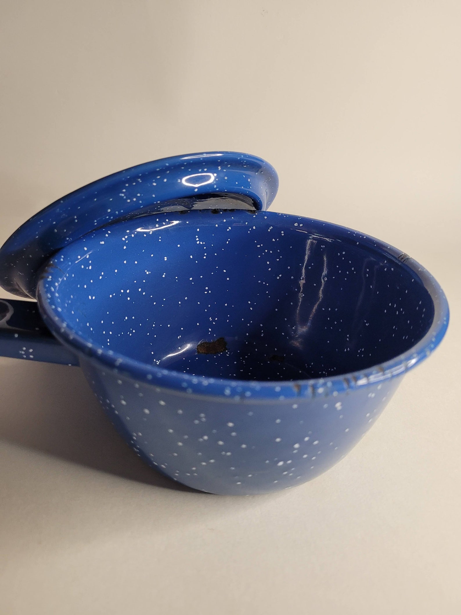 Vintage Blue Speckled Enamel Saucepan With Lid Enamelware Etsy