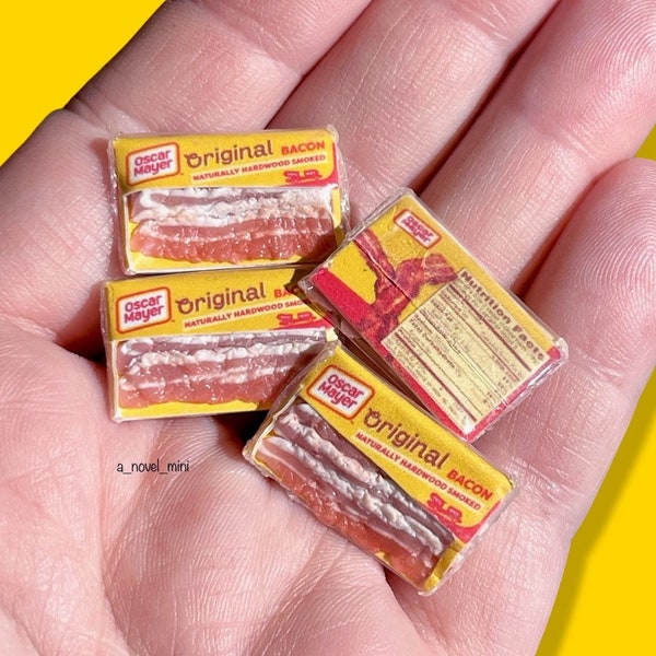 Dollhouse bacon- 1:12th scale- dollhouse furniture- dollhouse kitchen- dollhouse food- tiny breakfast- miniature breakfast