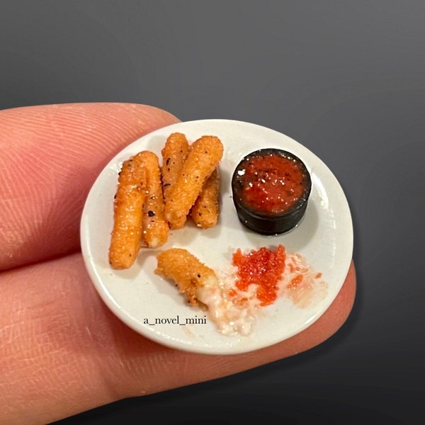 Dollhouse mozzarella sticks- 1:12th scale- dollhouse grocery- dollhouse kitchen- dollhouse furniture- miniature cheese- tiny food- tiny chee