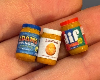 Dollhouse peanut butter- 1:12th scale- dollhouse grocery- dollhouse kitchen- dollhouse furniture- dollhouse lunch- miniature lunch