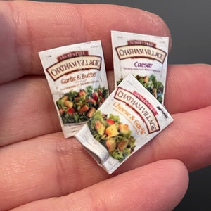 Dollhouse croutons- 1:12th scale- dollhouse grocery- dollhouse kitchen- dollhouse furniture- miniature croutons- tiny food- tiny croutons