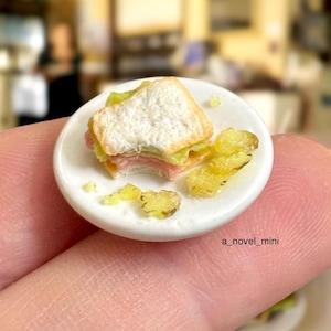 Dollhouse sandwich- 1:12th scale- ham sandwich- dollhouse miniature- polymer clay mini- dollhouse kitchen- dollhouse lunch