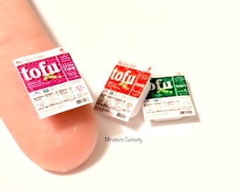 Dollhouse tofu- 1:12th scale- dollhouse kitchen- dollhouse furniture- miniature tofu- miniatures- dollhouse vegan- tiny food- tiny tofu