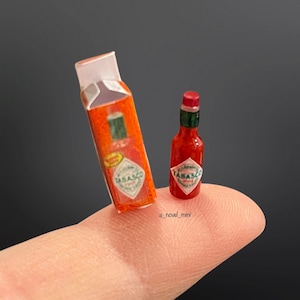 Dollhouse hot sauce- 1:12th scale- dollhouse kitchen- dollhouse furniture- miniature hot sauce- tiny Tabasco- dollhouse Tabasco- miniatures
