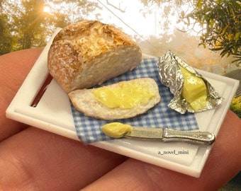 Poppenhuisbrood- schaal 1:12- miniatuurbrood- poppenhuis mini- poppenhuismeubilair- poppenhuiskeuken- miniatuurvoedsel- klein voedsel- klein