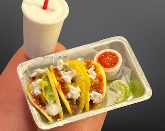 Dollhouse tacos- 1:12th scale- dollhouse kitchen- dollhouse furniture- miniatures- tiny food- dollhouse meal- miniature tacos- dollhouse