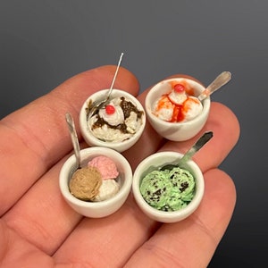 ドールハウスのアイスクリーム - 1:12 スケール - ドールハウスの家具 - ドールハウスのキッチン - ドールハウスの食料品店 - ミニチュアのアイスクリーム - ミニチュア - 小さなデザート