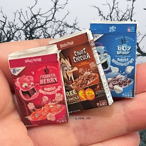 Dollhouse cereal- 1:12th scale- miniature food- dollhouse breakfast- miniature breakfast- miniature cereal - miniatures- tiny cereal