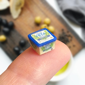 Dollhouse feta- 1:12th scale- dollhouse grocery- dollhouse kitchen- dollhouse furniture- miniature feta- tiny food- tiny cheese