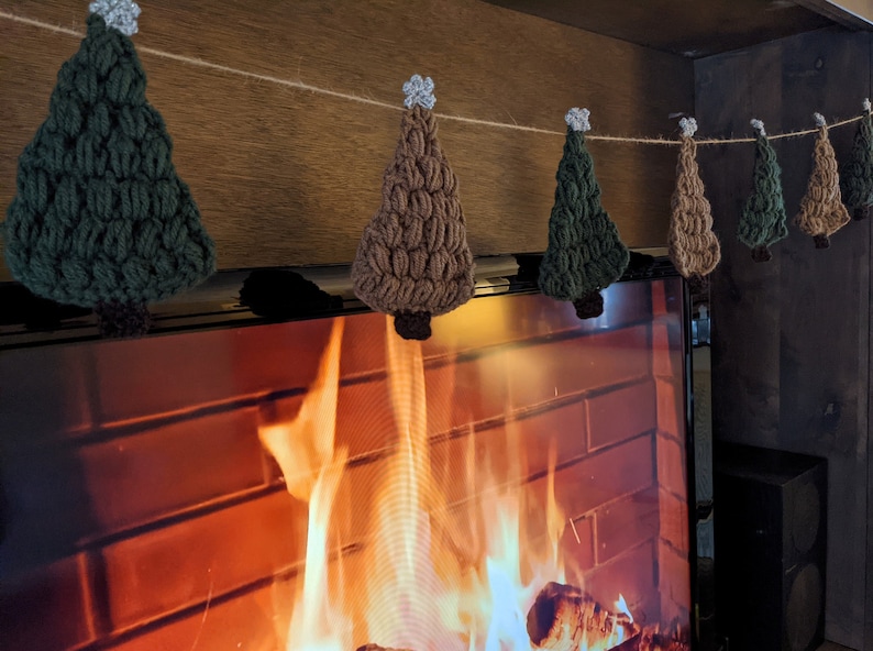 Crocheted Woodland Christmas Tree Garland image 1