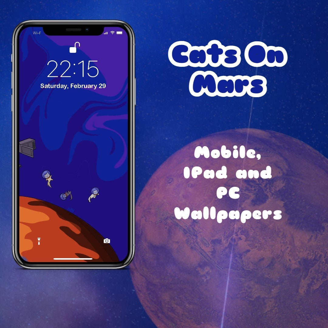 Cats on Mars - Mobile, Ipad, and PC Wallpapers - Etsy, image size:1080x1080