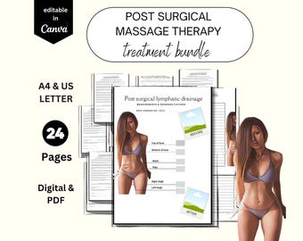 Professional Editable Post surgical Lymphatic drainage consent forms, A4 Customizable Colorful digital and printable Intake forms.
