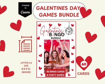 Galentine's Bingo Game: Valentine's Day Bingo Cards | Galentine's Party Activity | Printable Valentines Games