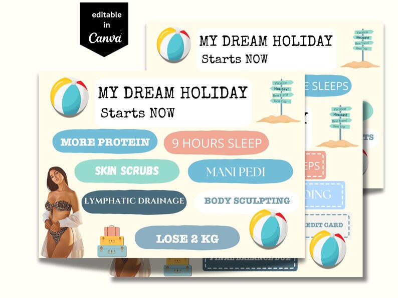 Editable 2025 Spring Break Vision Board Kit | Digital Collage for Women ...