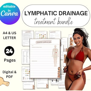 Lymphatic Drainage Massage Intake Form | Digital Download Massage Therapists consultation forms post surgical wood sculpting body contour