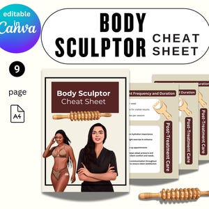 Body sculpting lymphatic drainage Cheat sheet Editable Post-Surgical Massage wood therapist training resource A4 digital downloadable