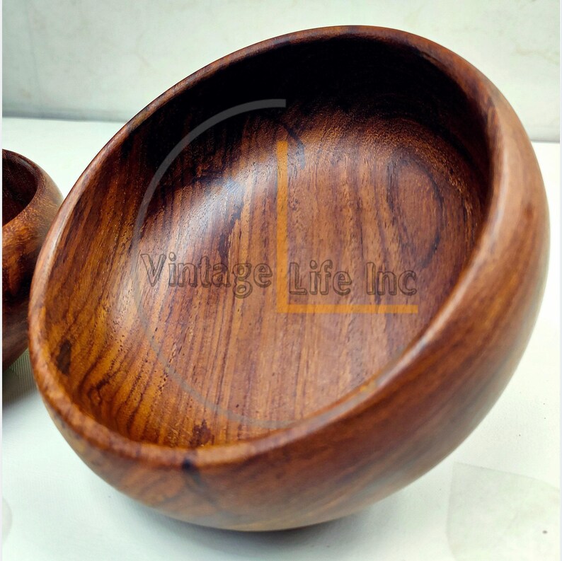 Handmade Sheesham Wooden Bowl Set with Spoons – Eco-Friendly Rustic Salad, Soup & Serving Bowls | Perfect Vegan Kitchen Gift